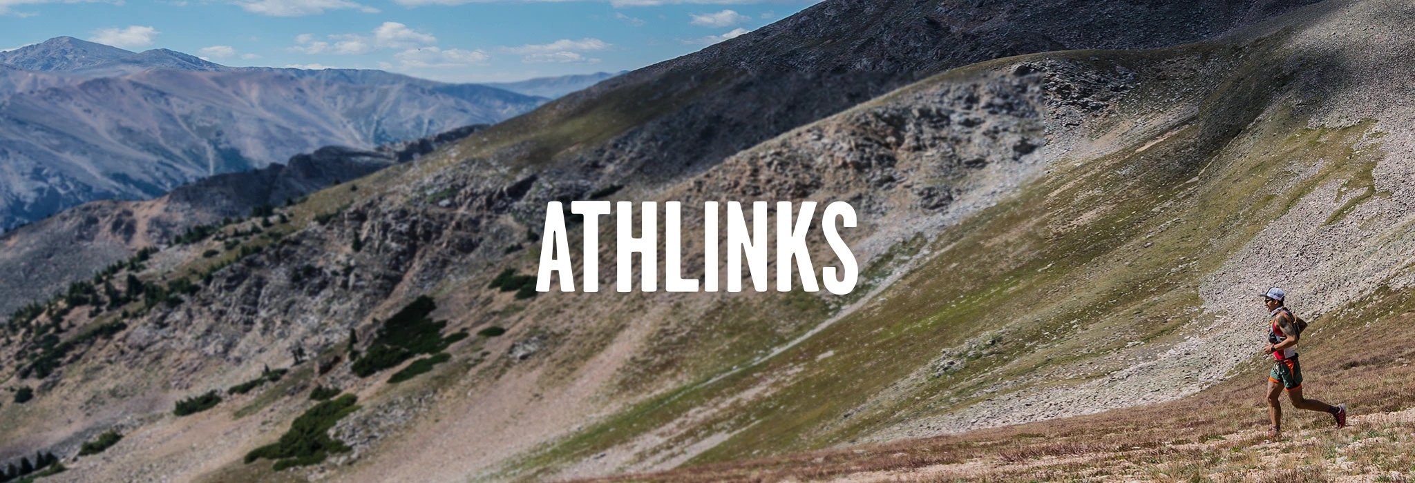 An epic mountain-ridge trail-running photo carrying the ATHLINKS wordmark.