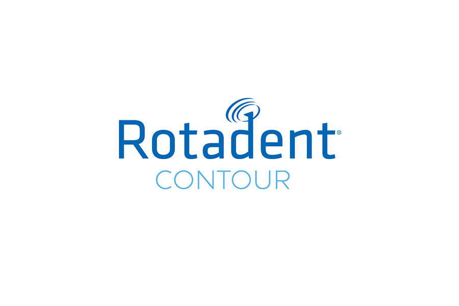 The Rotadent Contour logo — a blue wordmark beneath a stylized rotating brush-head mark.